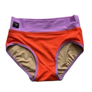 Kandi Kouture Orange Purple‎ High Waist Dance Briefs bottoms TXS 0/2 NWT